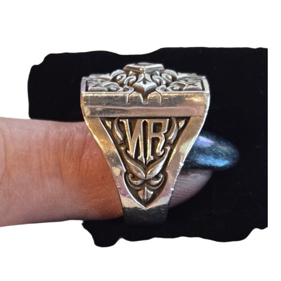 Night Rider Men's Sterling Silver Red Ruby Gemstone Ring 9 - Picture 4 of 11